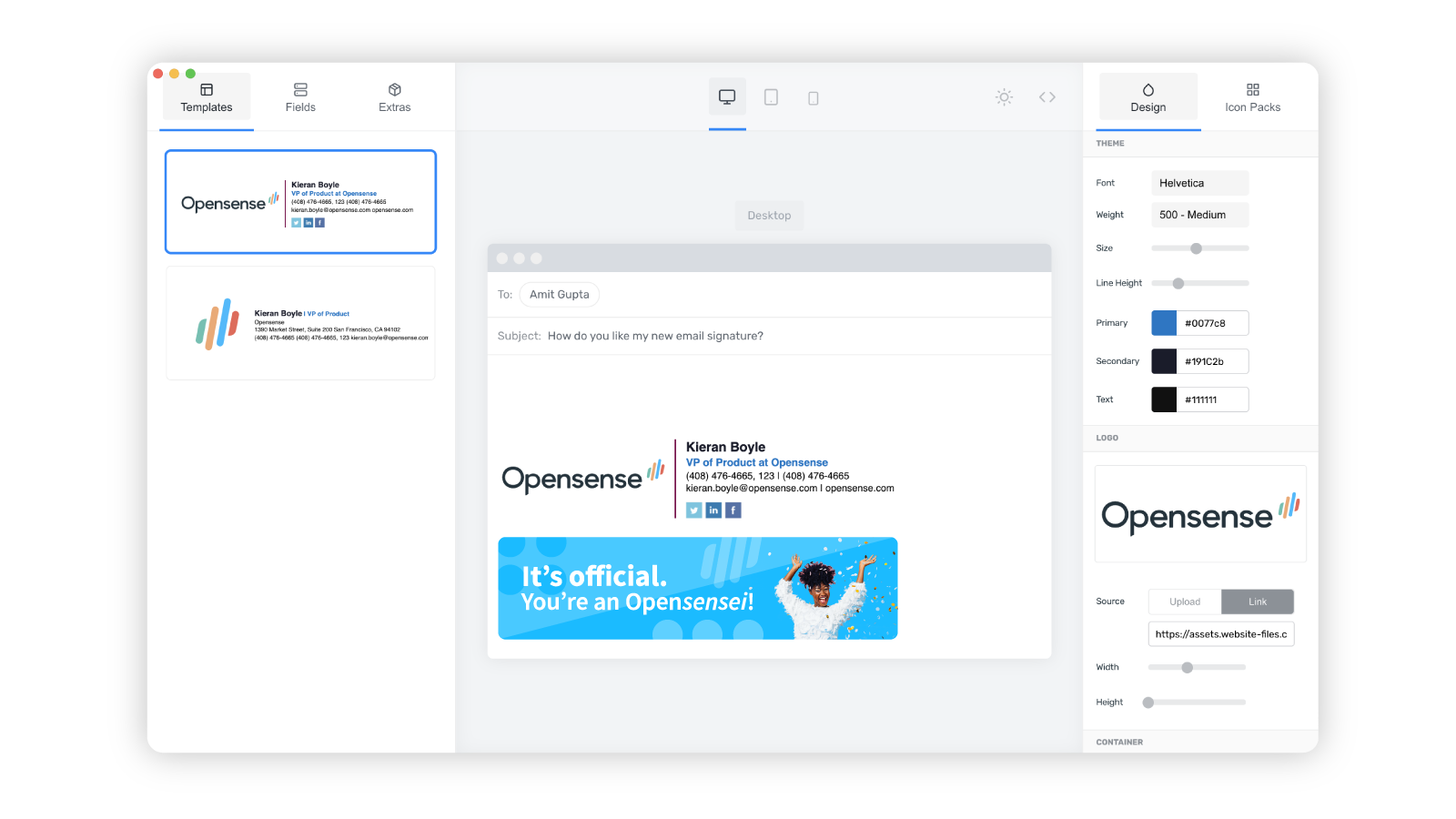 Fexible designer studio to manage signature templates.